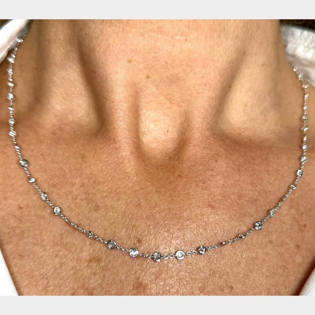18K White Gold 2.50 Ct Diamond by the Yard Necklace (1 of 3)