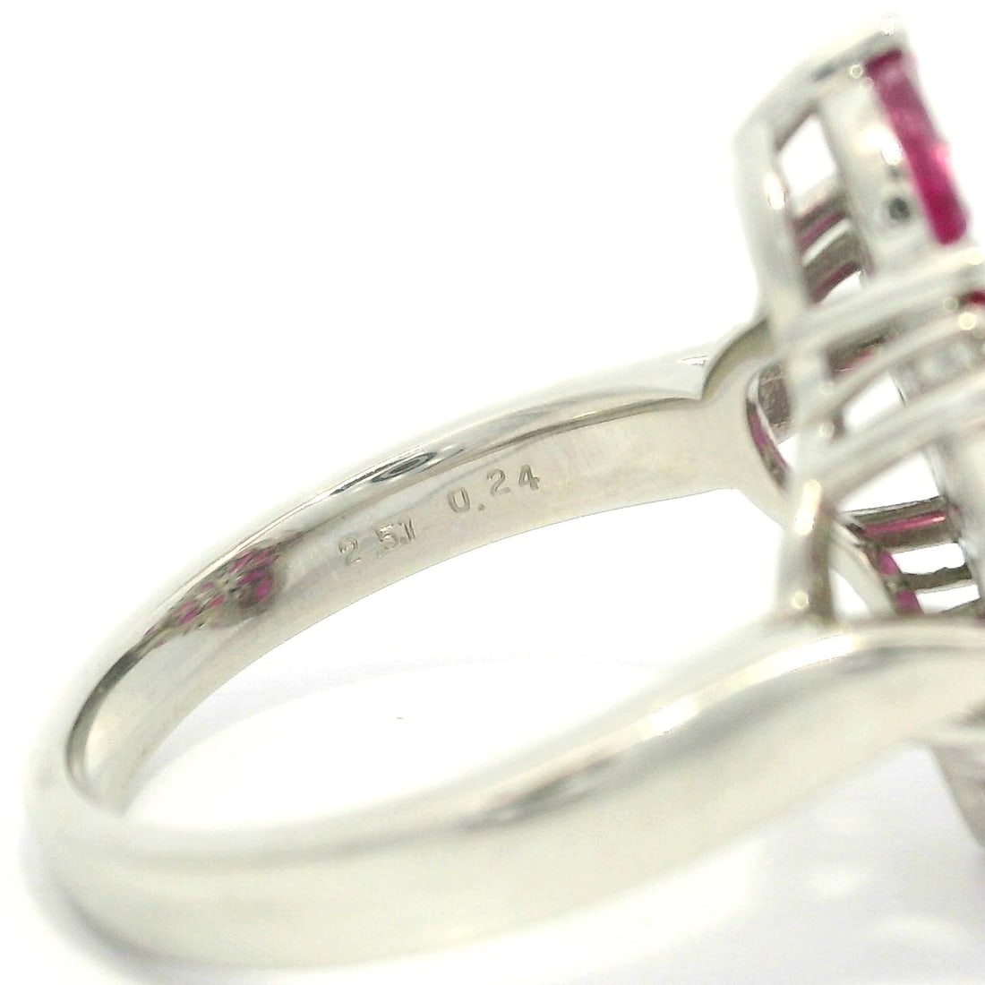 Platinum Statement Ring with Marquise Ruby and Diamond Clusters - 9