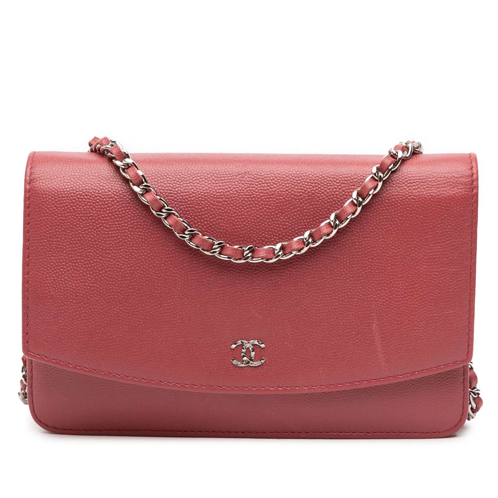 Chanel CC Caviar Red Wallet On Chain Leather Italy: Chanel CC Caviar Red Wallet On Chain Leather Italy Elevate your accessory collection with the Chanel CC Caviar Sevruga Wallet On Chain, crafted from luxurious caviar leather in a striking red hue. Thi