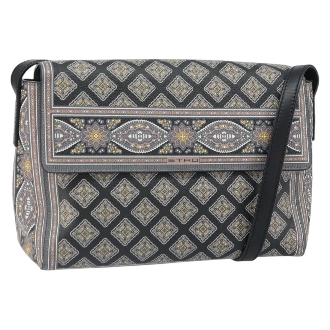 Etro Black PVC Paisley Shoulder Bag with Gold Details Italy (1 of 18)