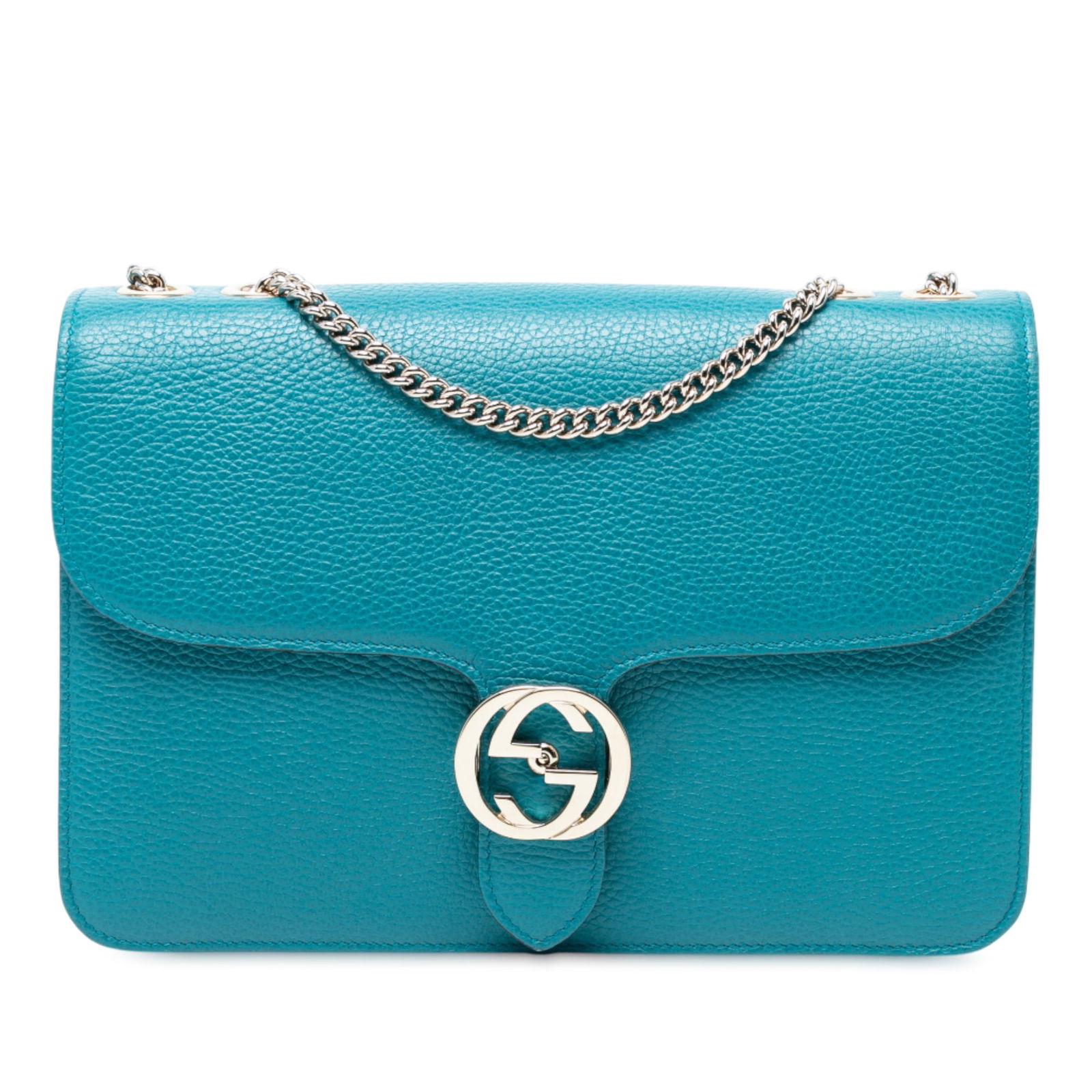 Gucci Medium Dollar Calfskin Interlocking G Blue Crossbody Bag: Gucci Medium Dollar Calfskin Interlocking G Blue Crossbody Bag Elevate your style with the Gucci Medium Dollar Calfskin Interlocking G Crossbody bag, a sophisticated accessory crafted from premium lea