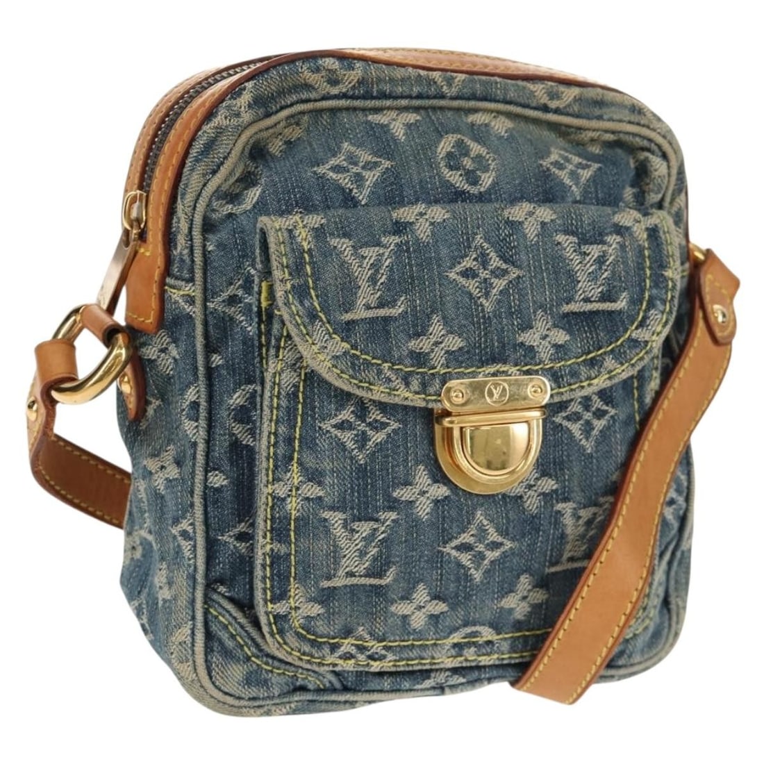 Louis Vuitton Monogram Denim Blue Camera Shoulder Bag M95348 with Dust Bag (1 of 18)