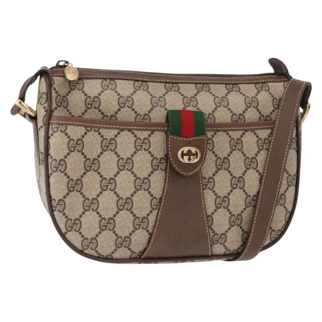 GUCCI GG Supreme Sherry Line Beige Gold PVC Shoulder Bag BA8619: GUCCI GG Supreme Sherry Line Beige Gold PVC Shoulder Bag BA8619 Elevate your style with this authentic GUCCI GG Supreme Web Sherry Line Shoulder Bag, crafted in Italy. Made from durable PVC leather wi