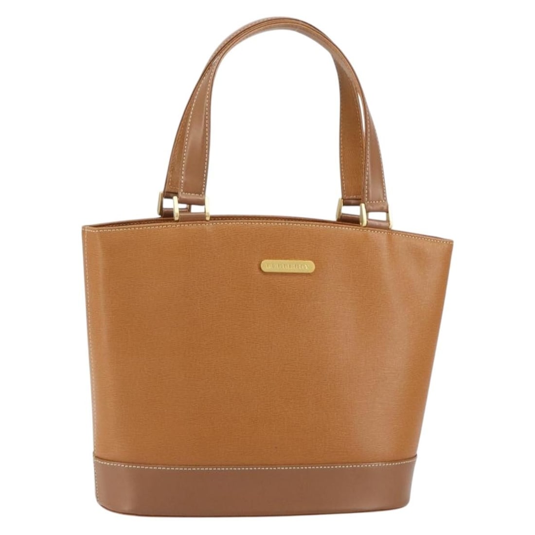 Brown Leather Burberry Handbag with Gold Tone Hardware (1 of 18)