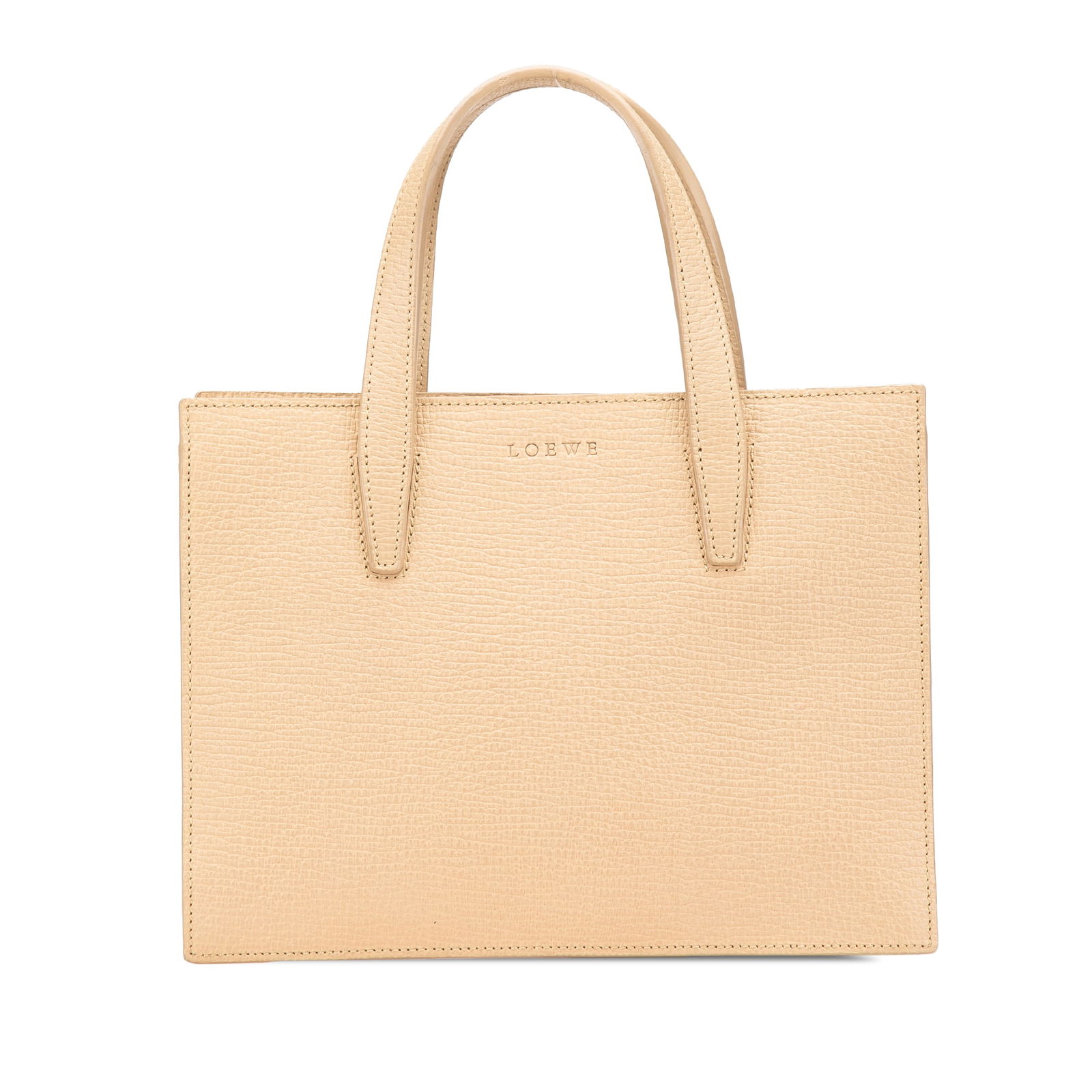 LOEWE Brown Leather Tote Bag with Zip Pocket: LOEWE Brown Leather Tote Bag with Zip Pocket This LOEWE Leather Tote is a stylish and functional accessory made from high-quality leather. It features flat leather handles and an open top, offering ea