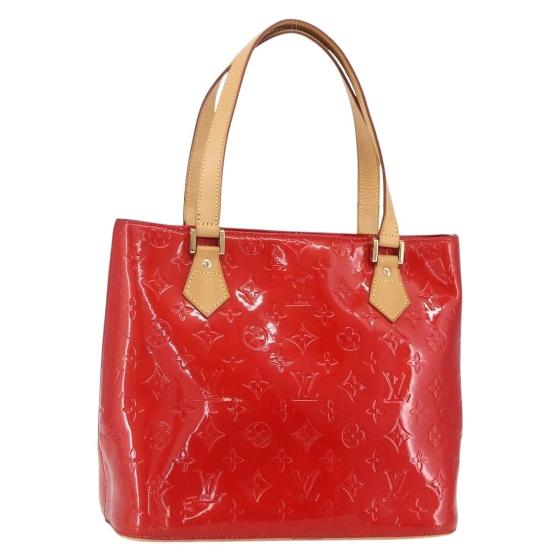 Louis Vuitton Houston Monogram Vernis Rouge Patent Leather Bag M91092 with Dust Bag: Louis Vuitton Houston Monogram Vernis Rouge Patent Leather Bag M91092 with Dust Bag This Louis Vuitton Monogram Vernis Houston Hand Bag features a rouge-colored patent leather exterior and is designed