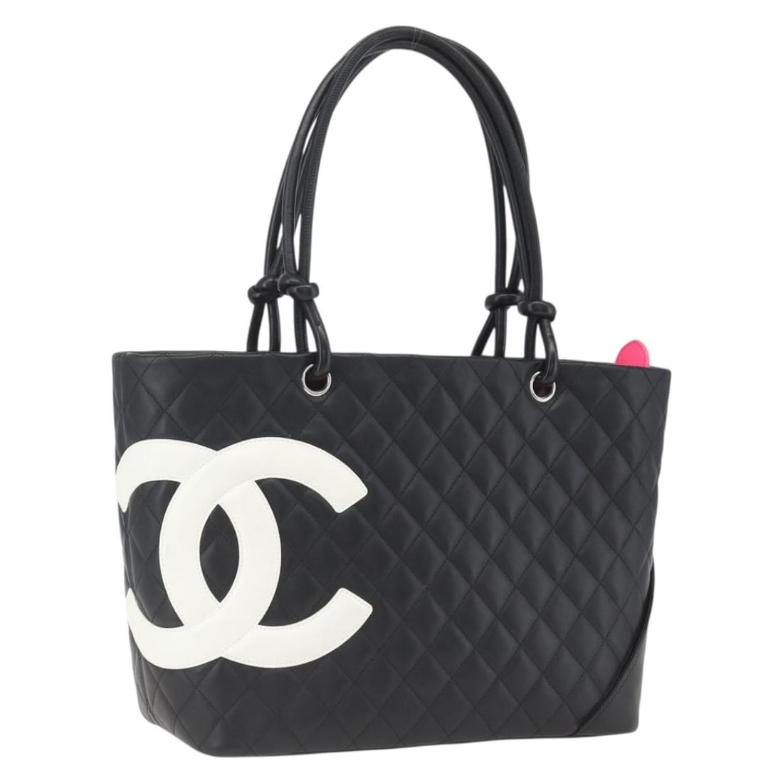 Chanel Cambon Line Black Leather Quilted Tote with Silver CC Logo and Dust Bag (1 of 18)