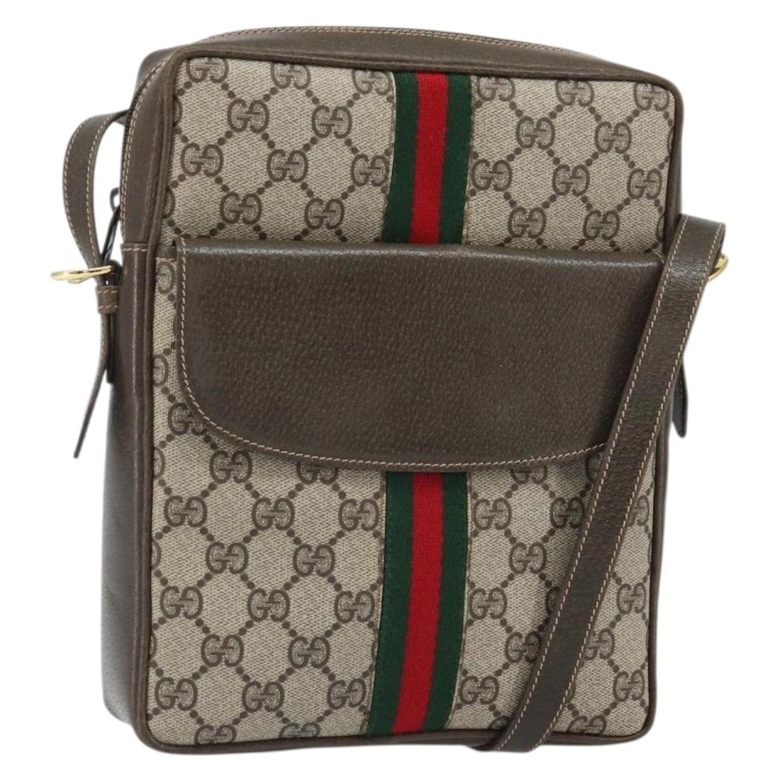 Gucci GG Supreme Sherry Line Beige PVC Shoulder Bag Gold Tone: Gucci GG Supreme Sherry Line Beige PVC Shoulder Bag Gold Tone This is a Gucci GG Supreme Web Sherry Line shoulder bag crafted from beige and gold PVC leather with GG canvas. The bag features a spaciou
