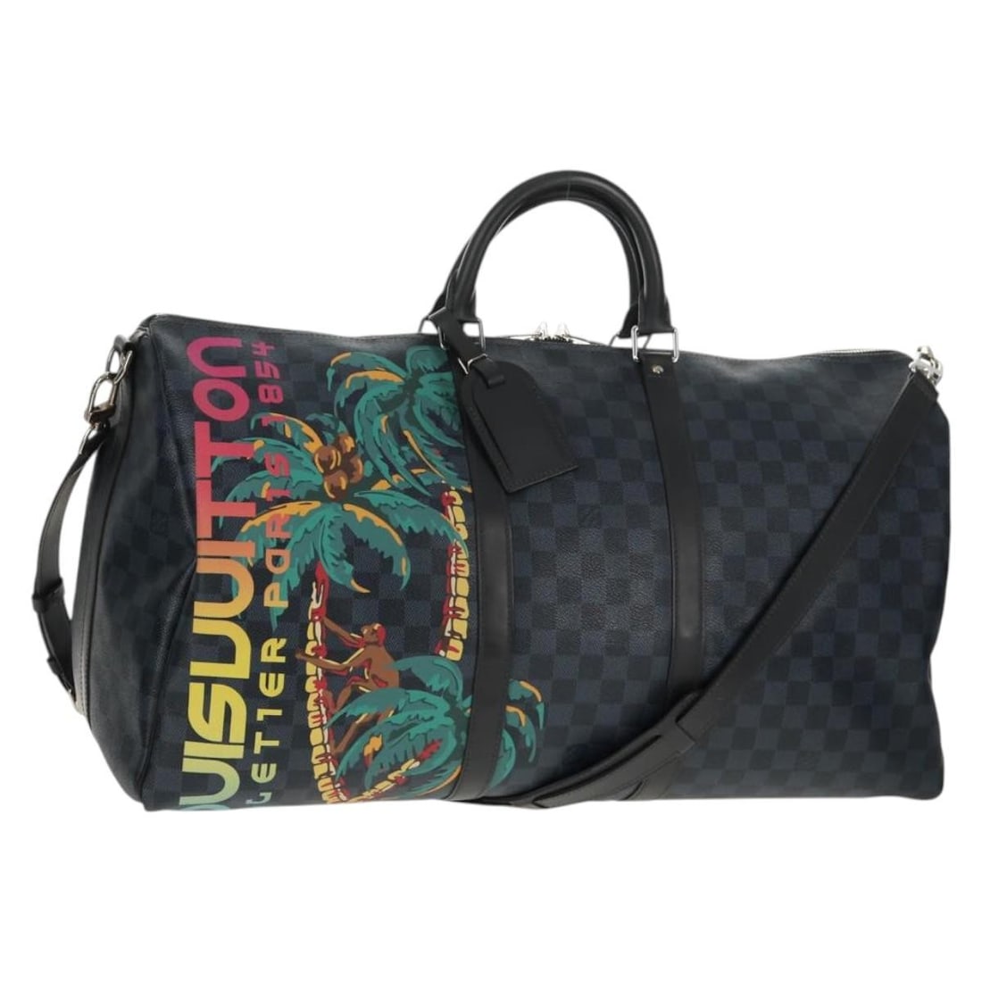 Limited Edition Damier Cobalt Jungle Louis Vuitton Keepall Bandouliere 55cm: Limited Edition Damier Cobalt Jungle Louis Vuitton Keepall Bandouliere 55cm This Louis Vuitton Keepall Bandouliere Bag from the Limited Edition Damier Cobalt Jungle collection is a unisex canvas trave