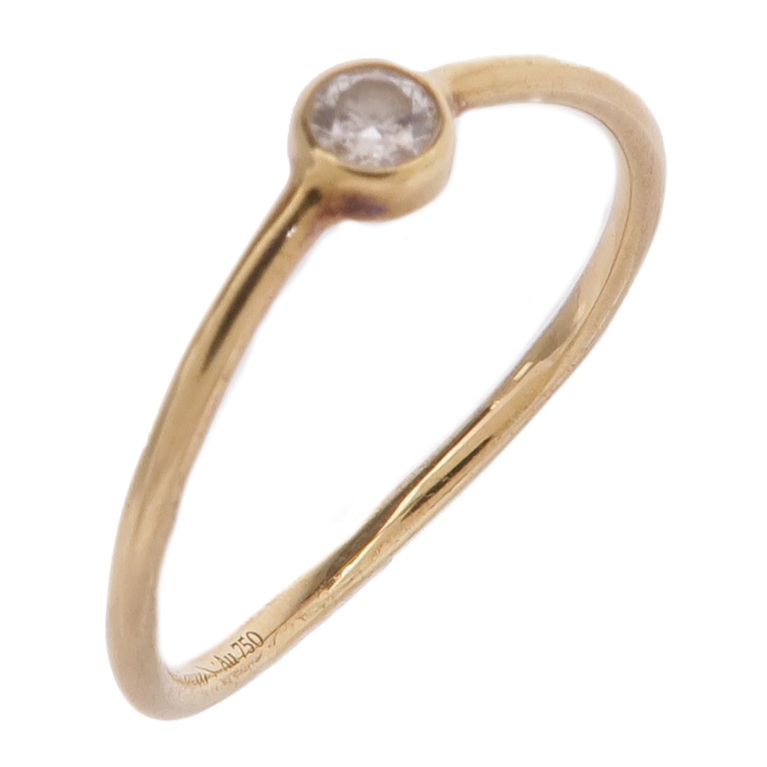 TIFFANY&CO Wave Diamond Ring 18K Yellow Gold US Size 4.25: TIFFANY&CO Wave Diamond Ring 18K Yellow Gold US Size 4.25 This exquisite Tiffany & Co. Wave Single-Row Diamond Ring is crafted from luxurious 18K yellow gold, showcasing a stunning array of clear diam