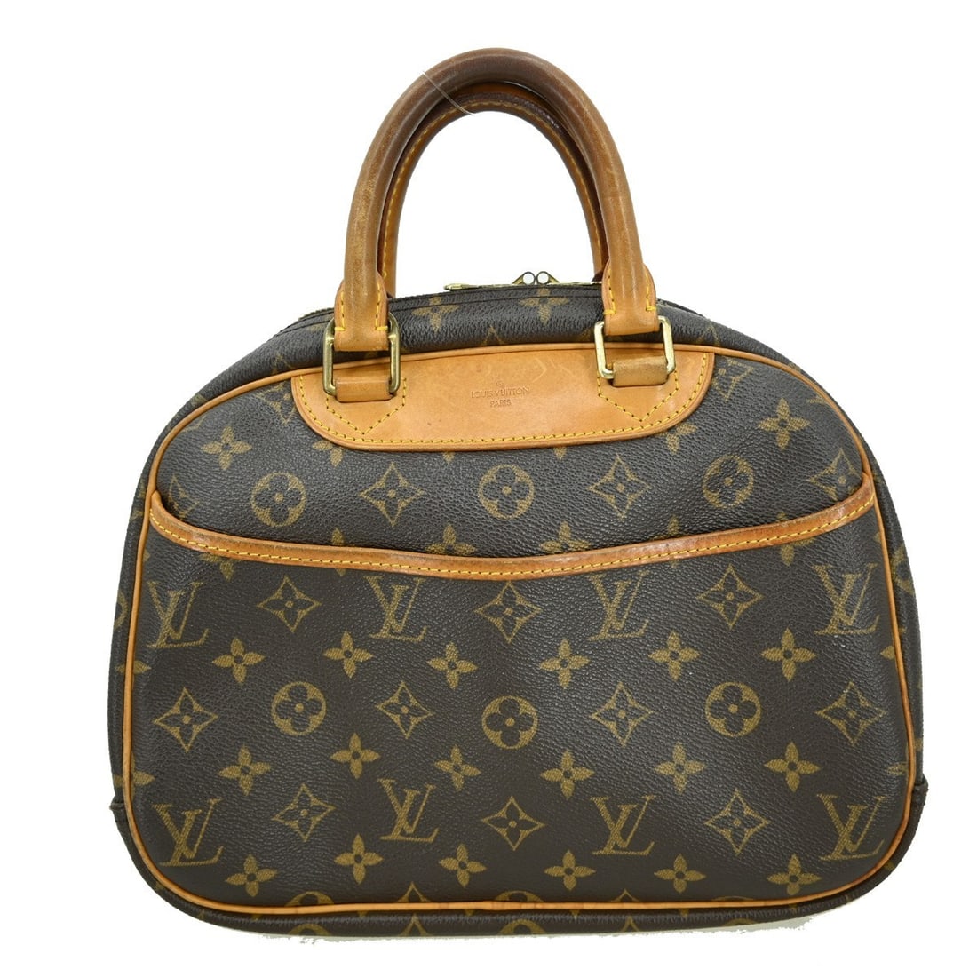 Trouville Brown Canvas Satchel by Louis Vuitton: Trouville Brown Canvas Satchel by Louis Vuitton The Louis Vuitton Trouville Handbag features the iconic monogram canvas in brown, designed for women. This bag is crafted from durable canvas and includ