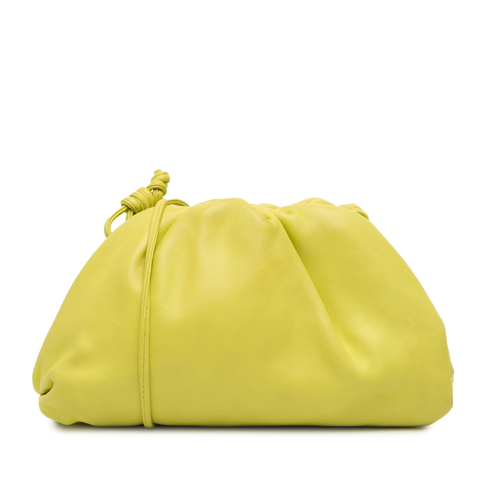 Bottega Veneta Yellow Lambskin Mini Pouch Crossbody Bag: Bottega Veneta Yellow Lambskin Mini Pouch Crossbody Bag Introducing the Bottega Veneta Lambskin The Mini Pouch Crossbody, a luxurious addition to your accessory collection. This elegant bag is crafted