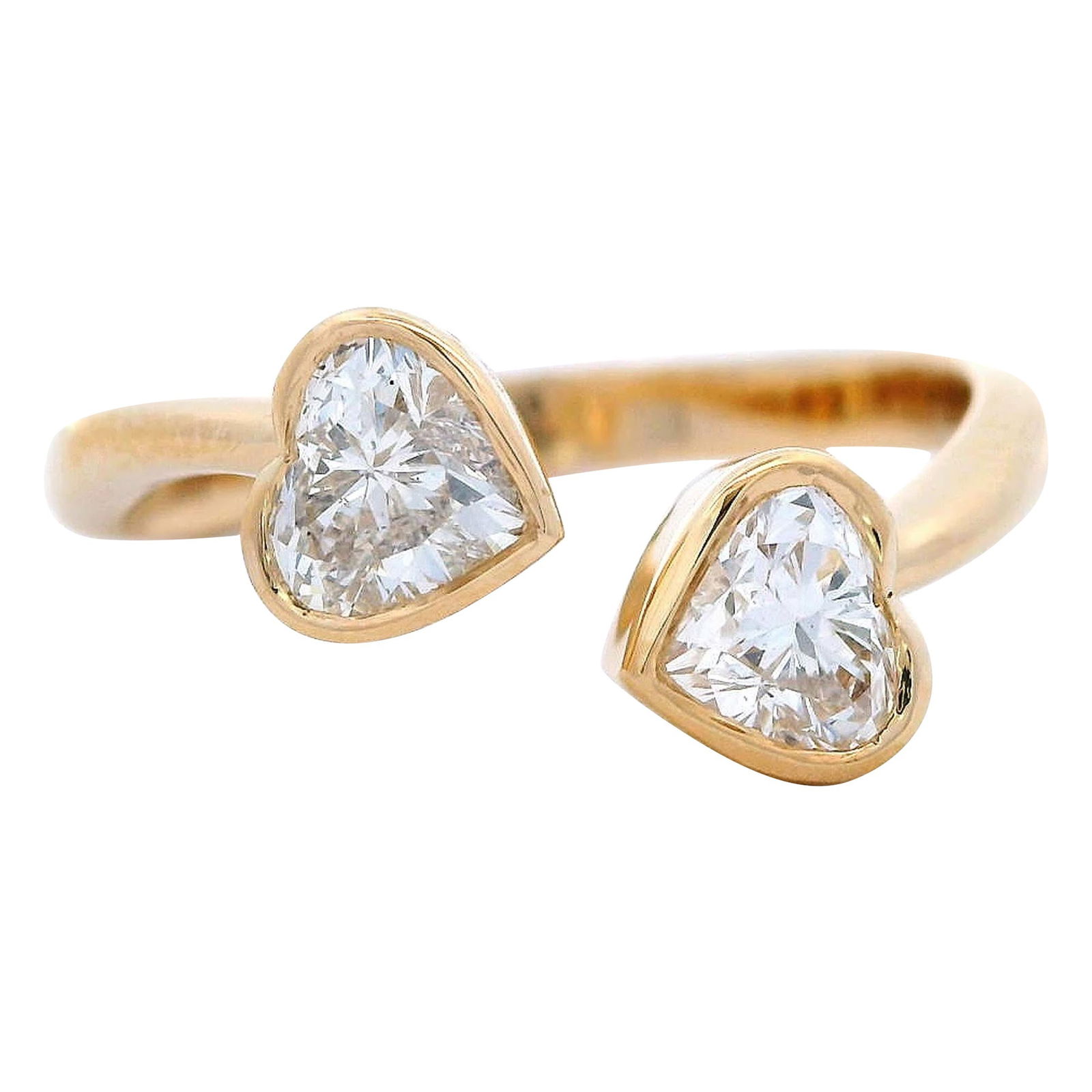 0.79ct Heart Diamond Toi Et Moi Ring 18k Yellow Gold (1 of 4)