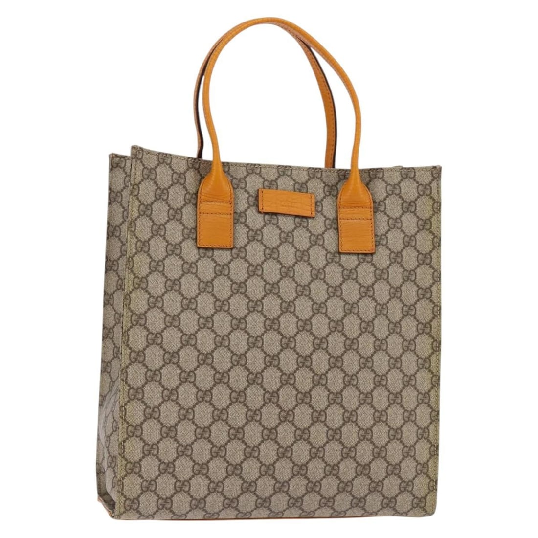 GUCCI GG Supreme Hand Bag Beige Silver PVC Leather Auth 91249: GUCCI GG Supreme Hand Bag Beige Silver PVC Leather Auth 91249 This authentic GUCCI GG Supreme Hand Bag is a stylish accessory crafted from durable PVC leather in an elegant beige and silver color sche