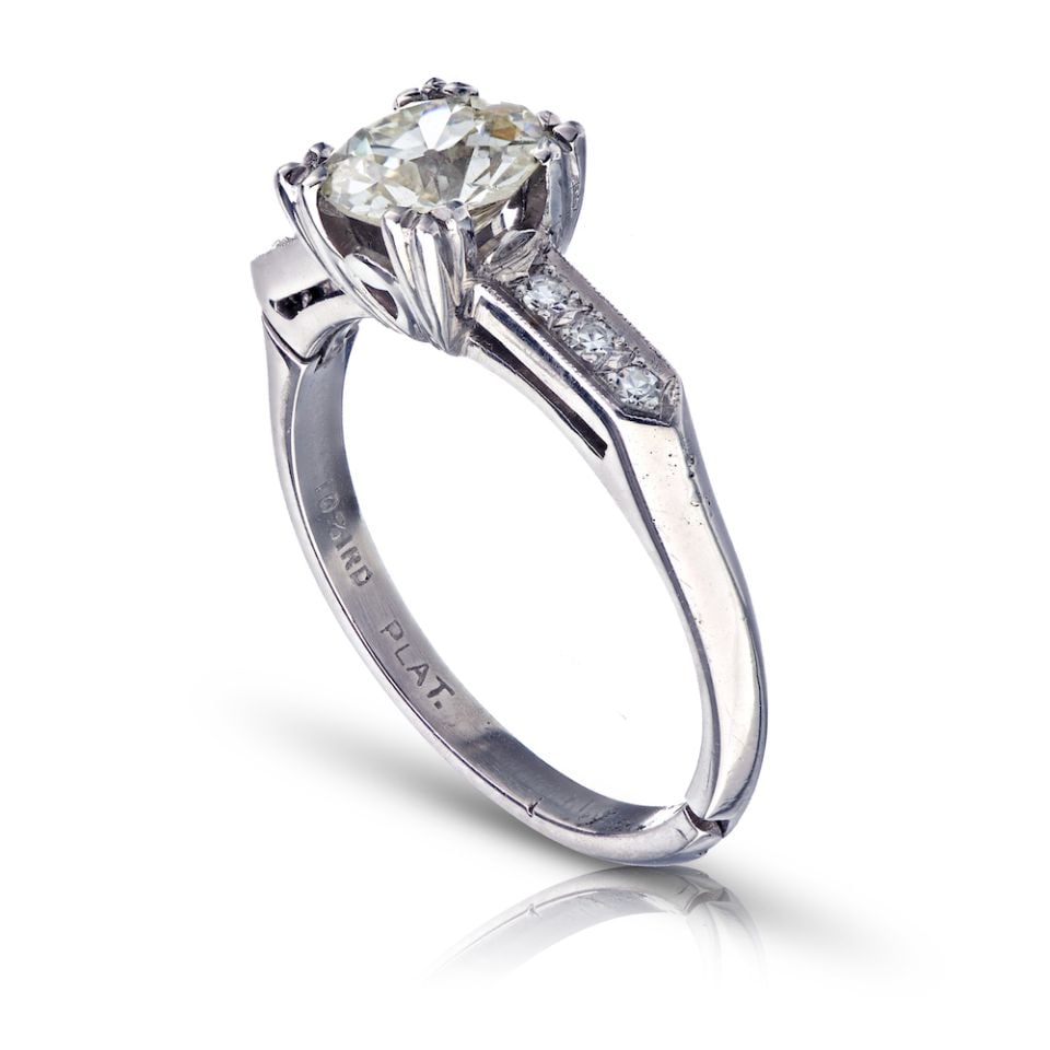 Platinum Solitaire Ring with 1.14ct Old European Cut Diamond VS M-N (1 of 1)