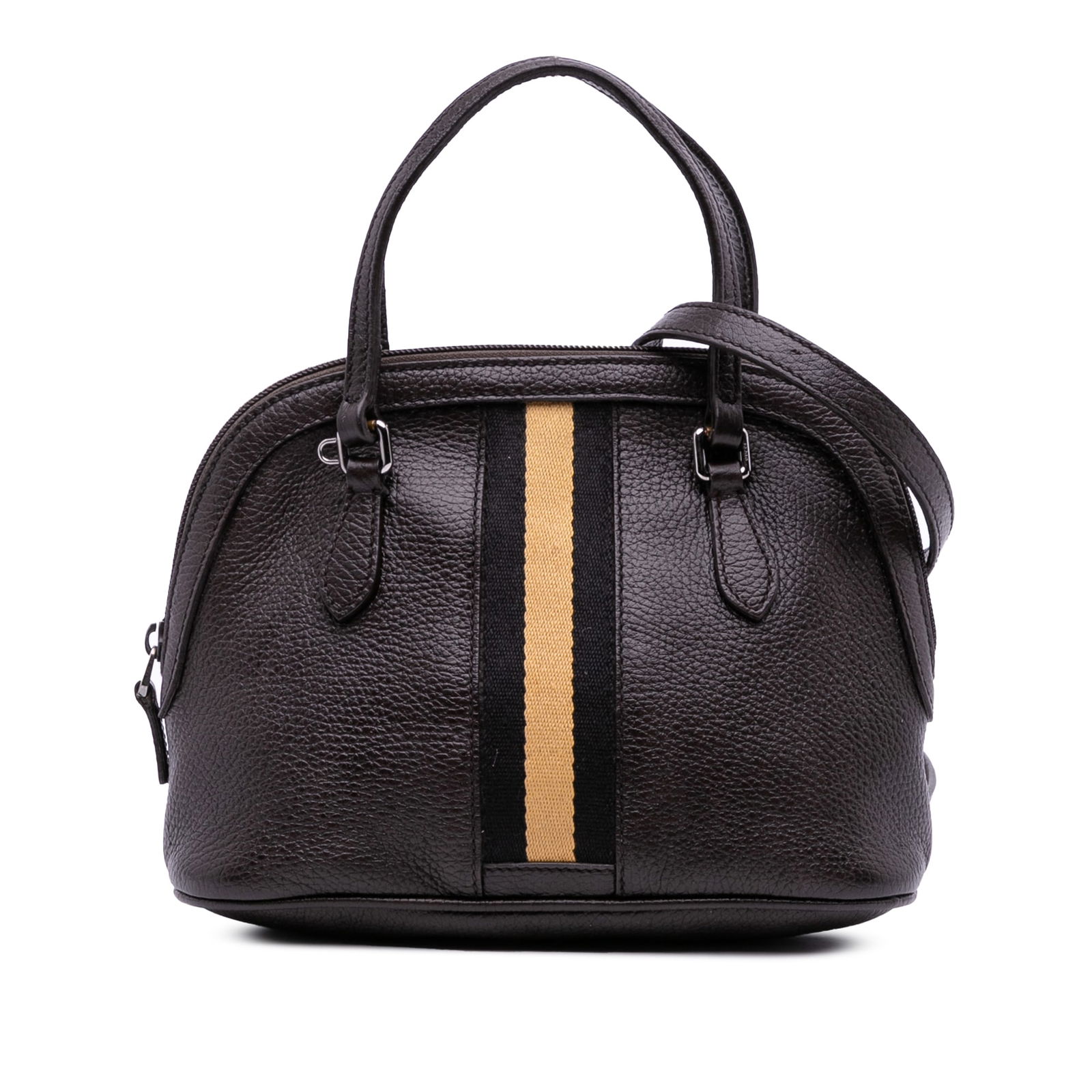 Gucci Mini Leather Web Dome Satchel Brown Leather Italy: Gucci Mini Leather Web Dome Satchel Brown Leather Italy This Gucci Mini Leather Web Dome Satchel is a stylish and functional accessory crafted from premium leather. It showcases distinctive web detail