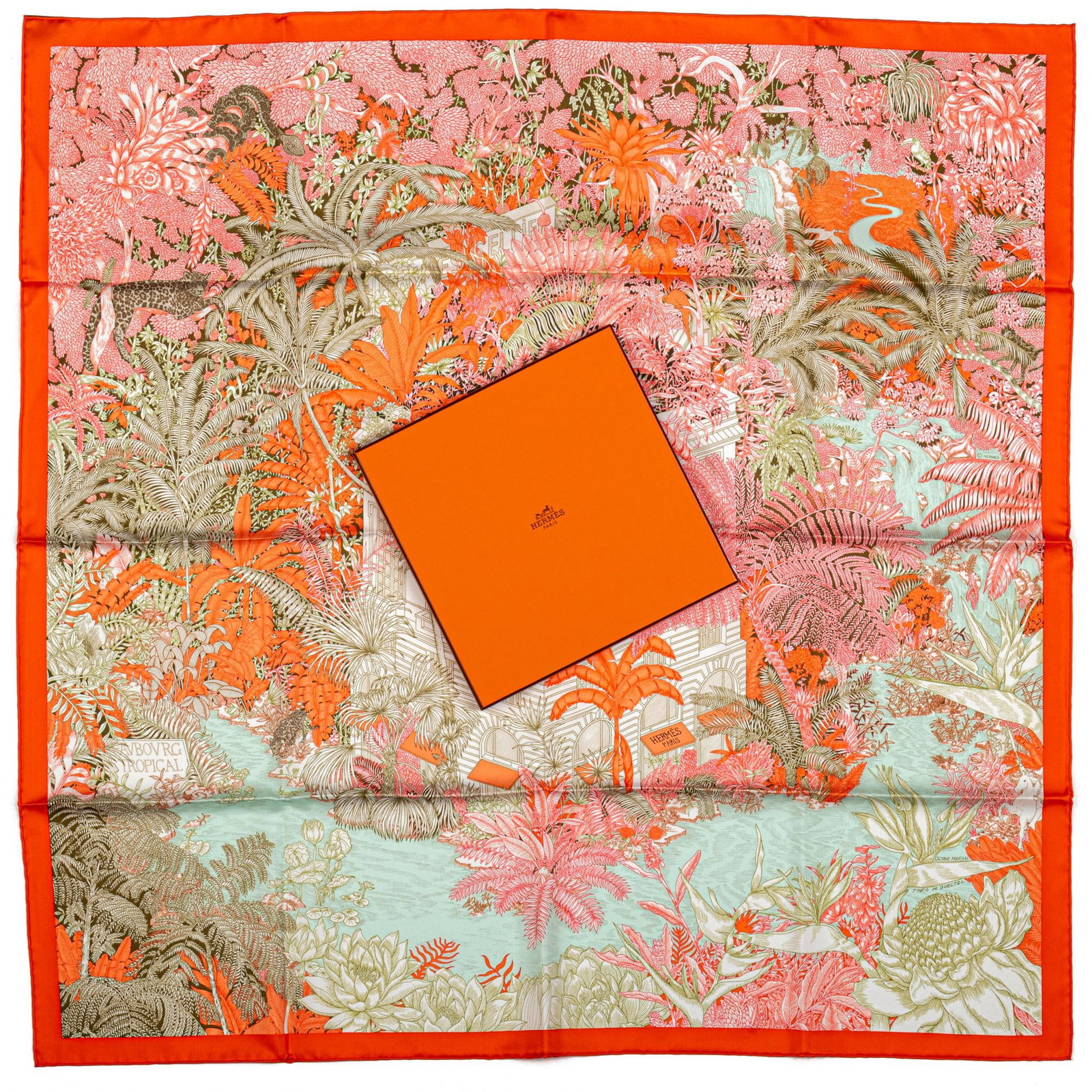 Hermes Tropical Garden Silk Scarf 35x35 Hand-Rolled Edges - 2