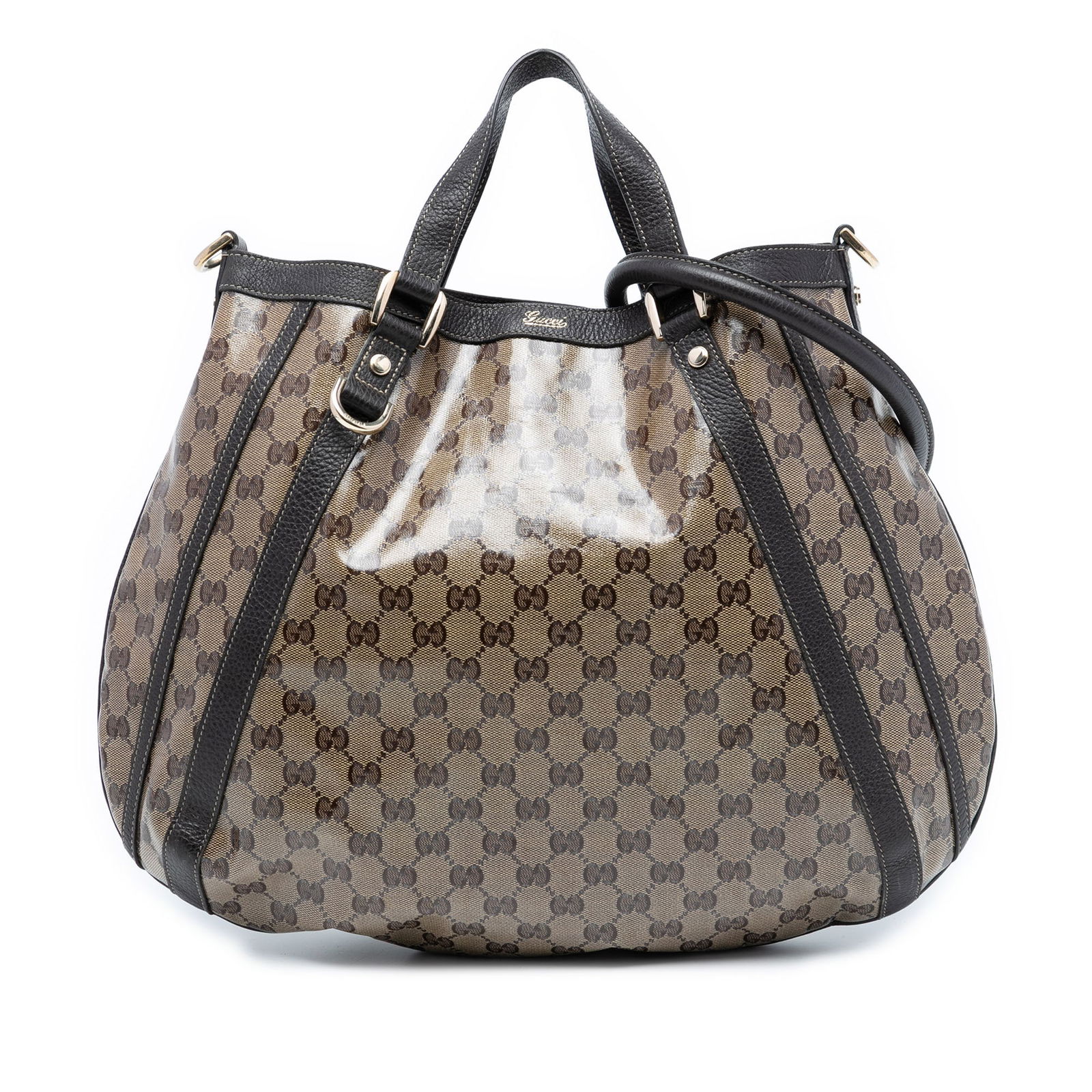 Gucci Abbey GG Crystal D Ring Convertible Brown Tote Bag (1 of 7)