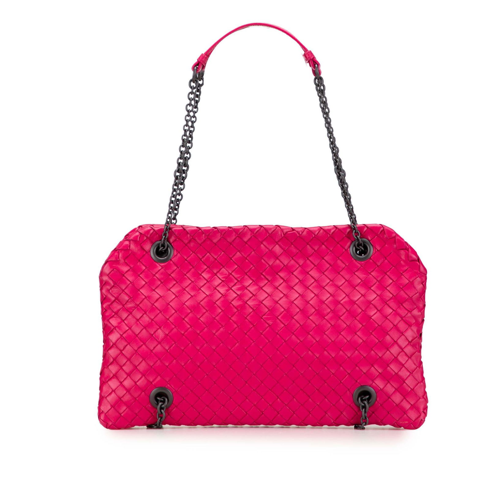 Bottega Veneta Nappa Intrecciato Duo Leather Shoulder Bag Pink: Bottega Veneta Nappa Intrecciato Duo Leather Shoulder Bag Pink The Bottega Veneta Nappa Intrecciato Duo Shoulder Bag is a stylish accessory featuring a meticulously woven leather body in an elegant pi
