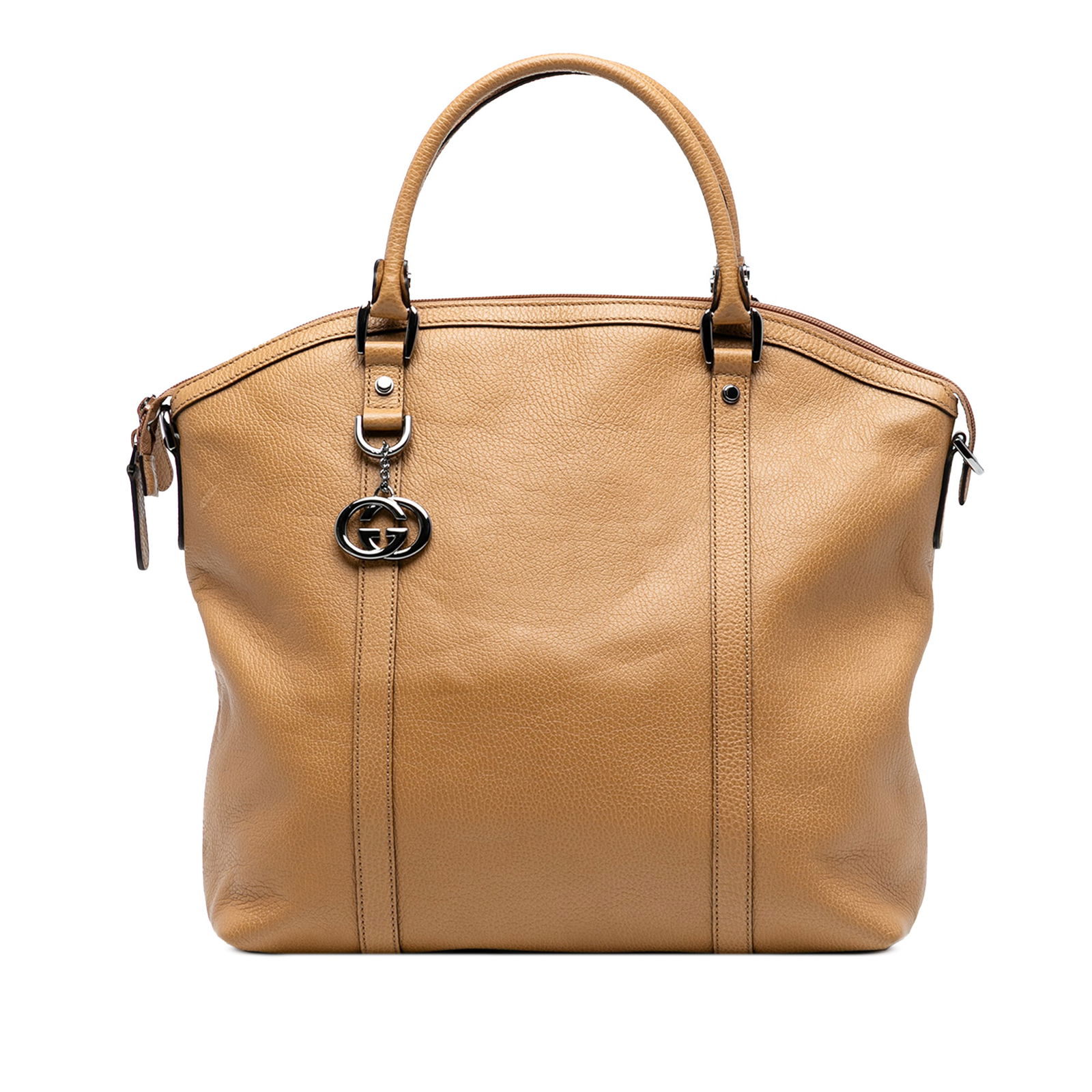 Gucci Large GG Charm Dome Satchel Brown Leather Bag: Gucci Large GG Charm Dome Satchel Brown Leather Bag The Gucci Large Leather GG Charm Dome Satchel is a stylish and functional accessory crafted from high-quality leather. This satchel features rolled