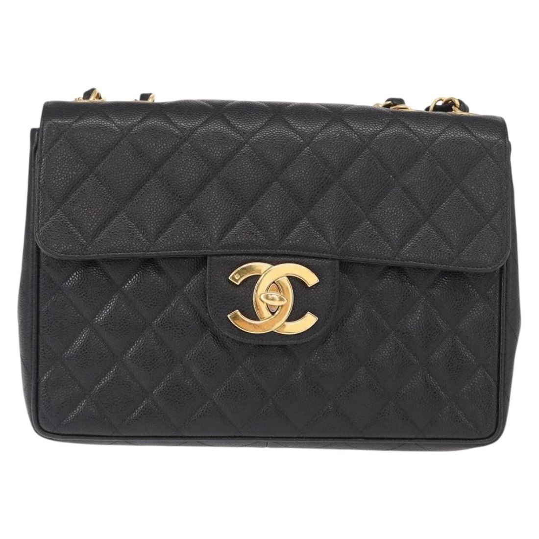 Vintage Chanel Black Caviar Leather Classic Single Flap Shoulder Bag: Vintage Chanel Black Caviar Leather Classic Single Flap Shoulder Bag This vintage Chanel Classic Single Flap Bag features black caviar leather with a quilted design. It is a pre-owned women's