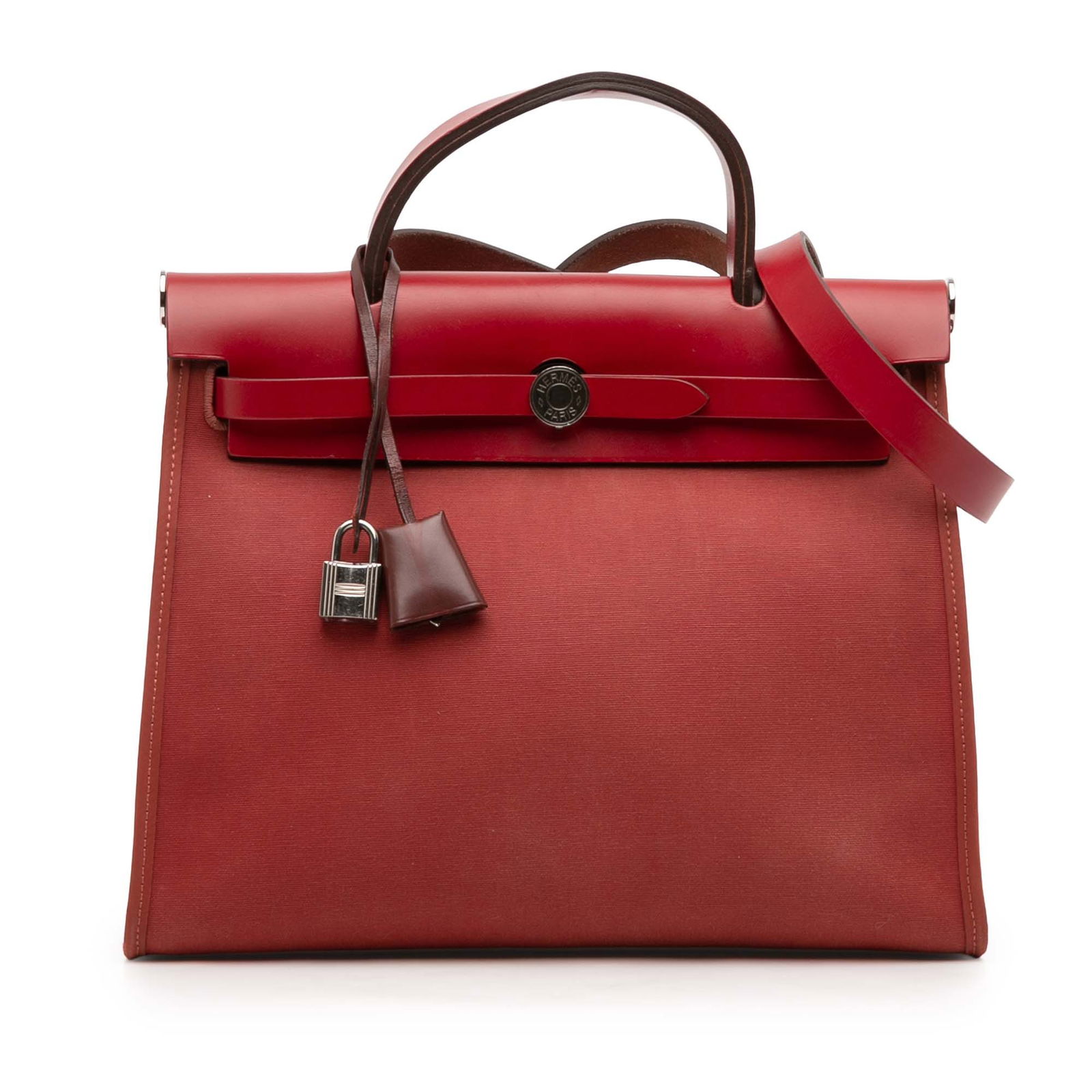 Hermes Toile Herbag Zip Retourne Verso 31 Red Canvas Bag (1 of 12)