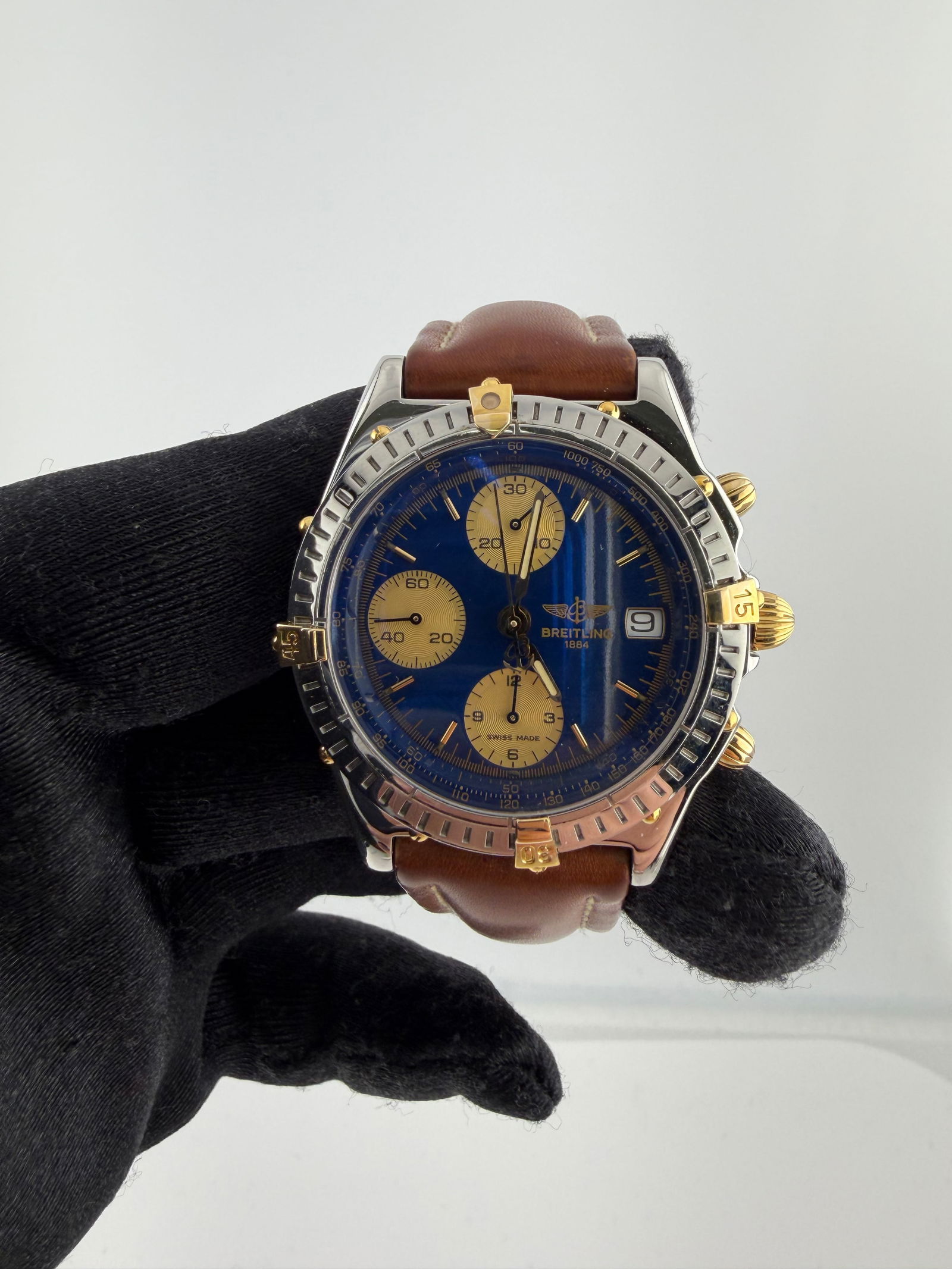 Blue Dial Breitling Chronomat B13050.1 Leather Strap Watch (1 of 3)