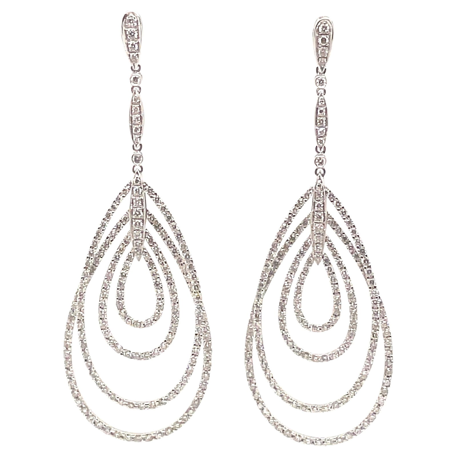 340 Diamond 6.23ct Chandelier Earrings in 18k White Gold (1 of 5)