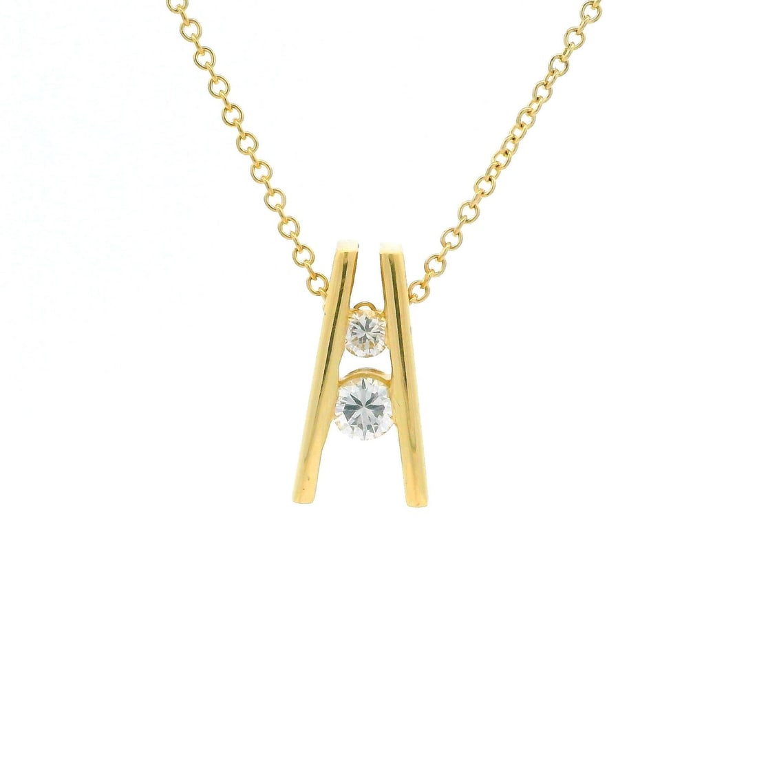 Estate 18k Yellow Gold Diamond Pendant Necklace 0.25ctw (1 of 9)