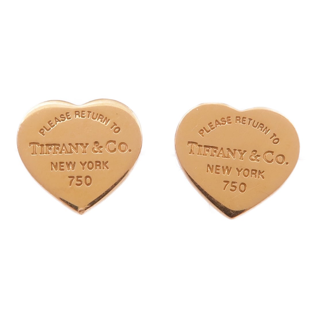Rose Gold Heart Tag Earrings by Tiffany and Co 18K: Rose Gold Heart Tag Earrings by Tiffany and Co 18K These Tiffany & Co. heart tag stud earrings are crafted from 18K pink (rose) gold. Designed for pierced ears, they feature a classic heart tag motif
