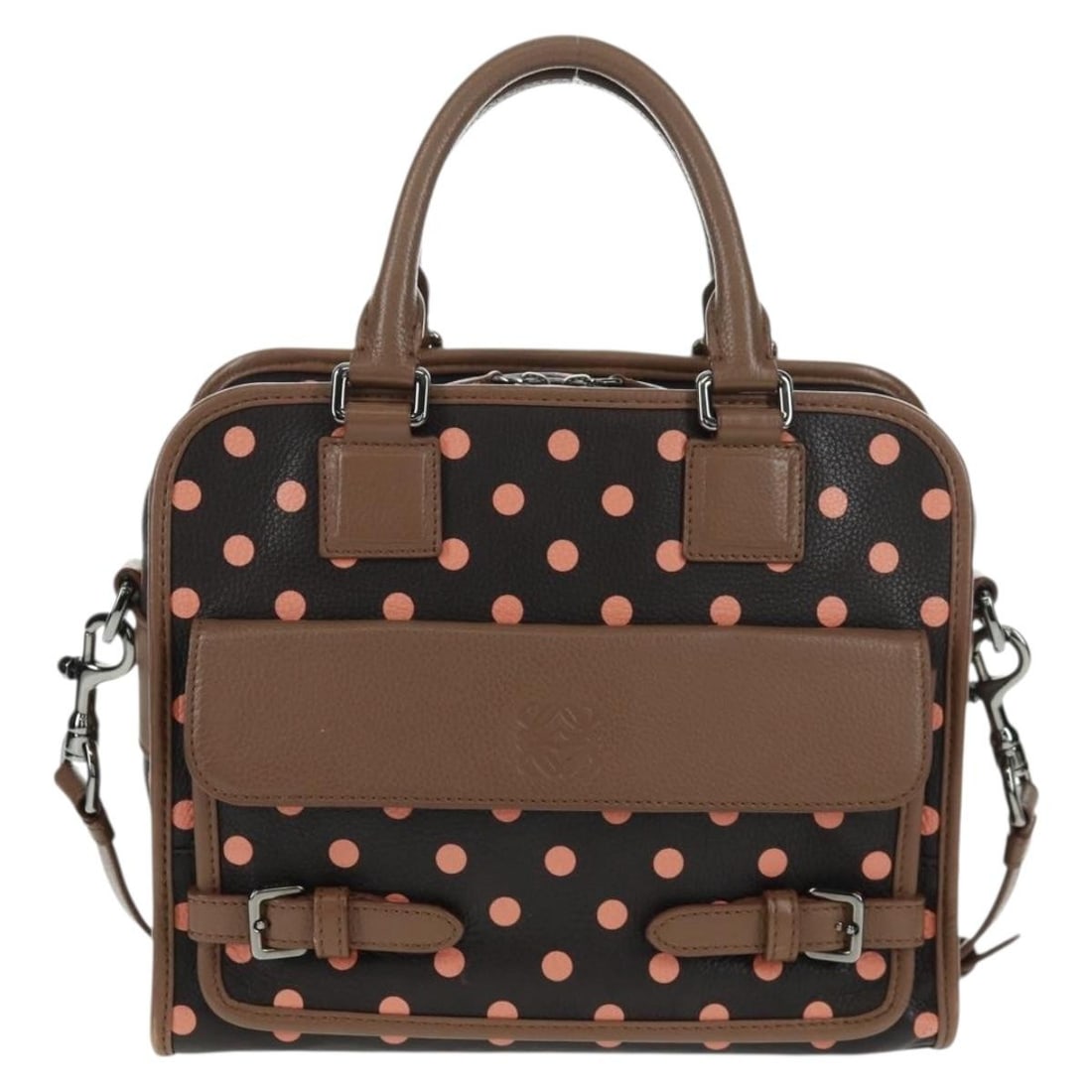 Cruz Small Brown Printed Leather Shoulder Bag by Loewe: Cruz Small Brown Printed Leather Shoulder Bag by Loewe The Loewe Cruz Bag is crafted from printed leather in a brown hue, designed for women. It features a structured silhouette with both handle and s