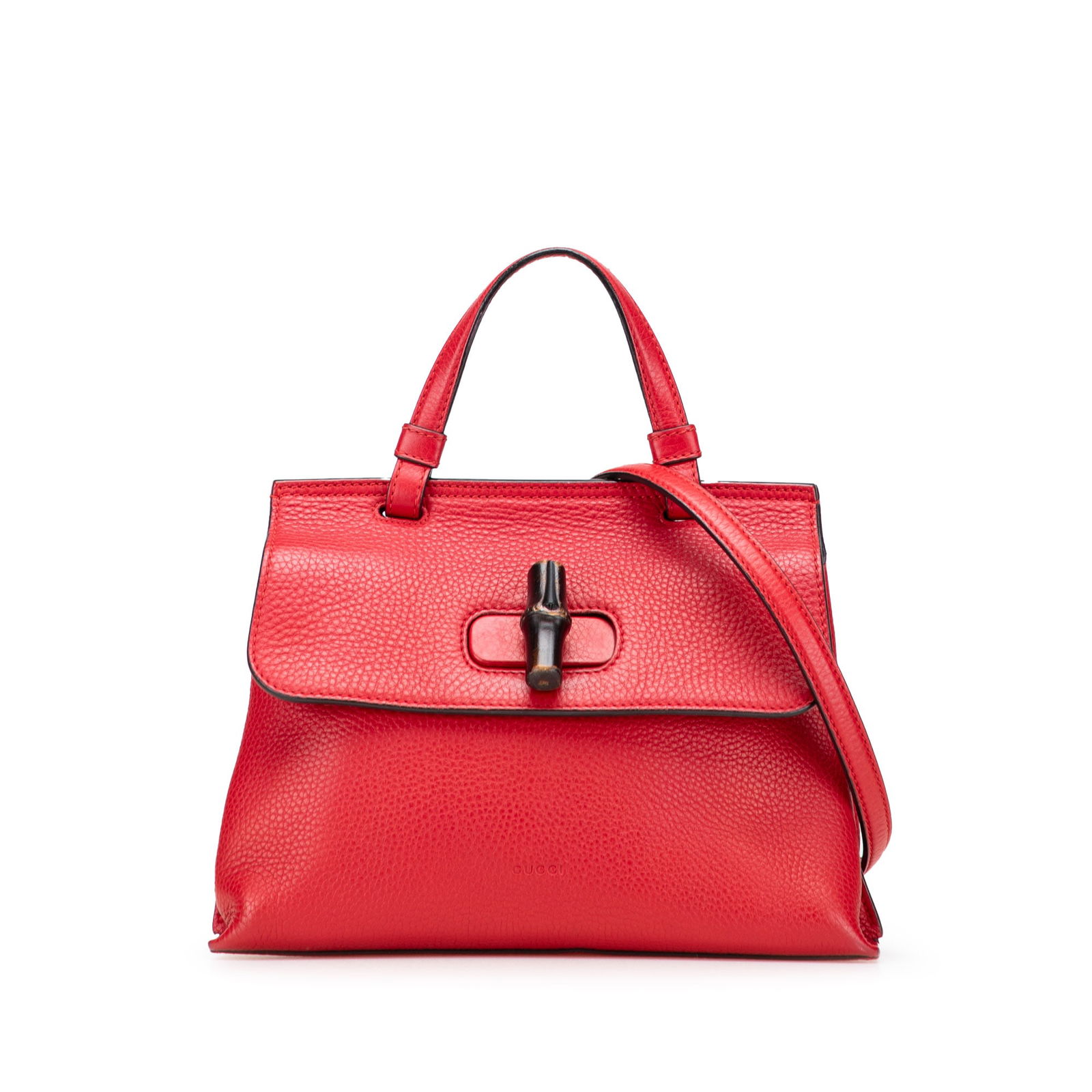 Gucci Small Leather Bamboo Daily Satchel Red with Bamboo Twist Lock: Gucci Small Leather Bamboo Daily Satchel Red with Bamboo Twist Lock The Gucci Small Leather Bamboo Daily Satchel is a stylish accessory that combines luxury with practicality. This exquisite bag featu