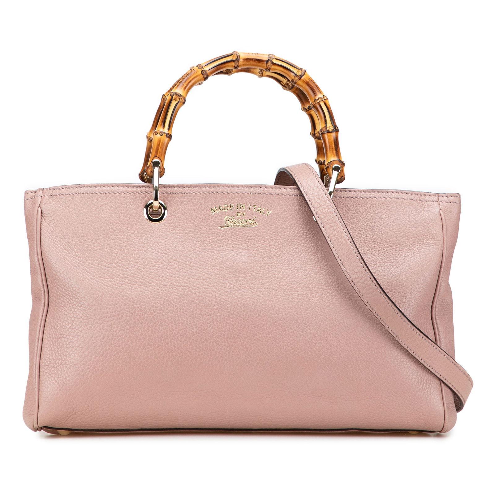 Gucci Medium Calfskin Bamboo Shopper Satchel Pink Leather Bag (1 of 10)