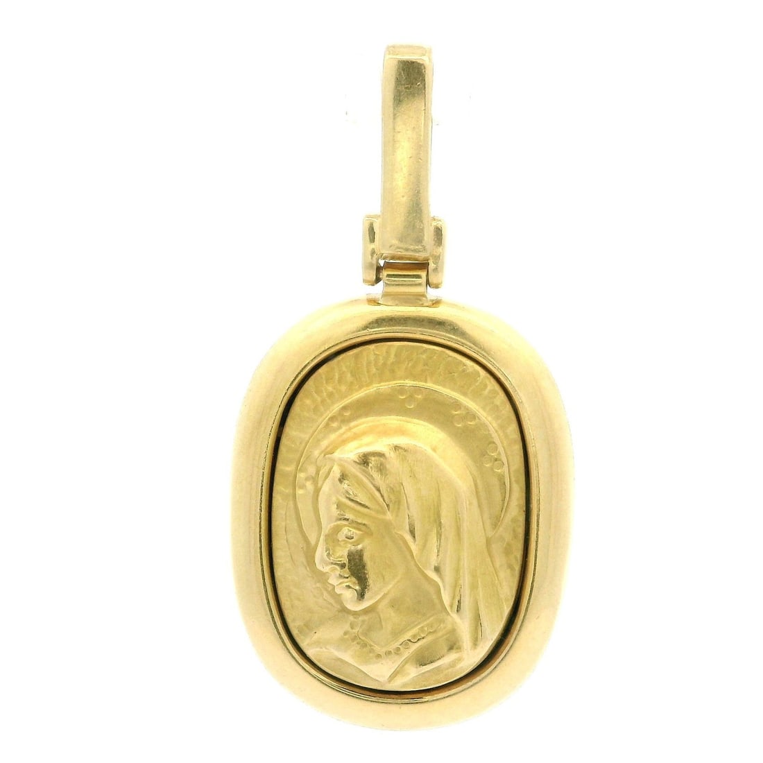 Estate 18k Yellow Gold Mother Mary Medallion Pendant 19.1mm (1 of 4)