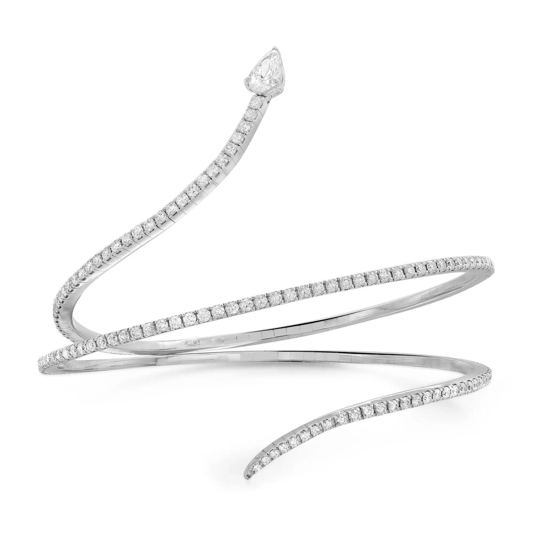 Messika 18K White Gold Snake Skinny 2 Wrap Bracelet 2.06ct Diamonds: Messika 18K White Gold Snake Skinny 2 Wrap Bracelet 2.06ct Diamonds Embrace elegance with the Messika Snake Skinny 2 Band Wrap Bracelet, a stunning piece crafted from luxurious 18K white gold. This un