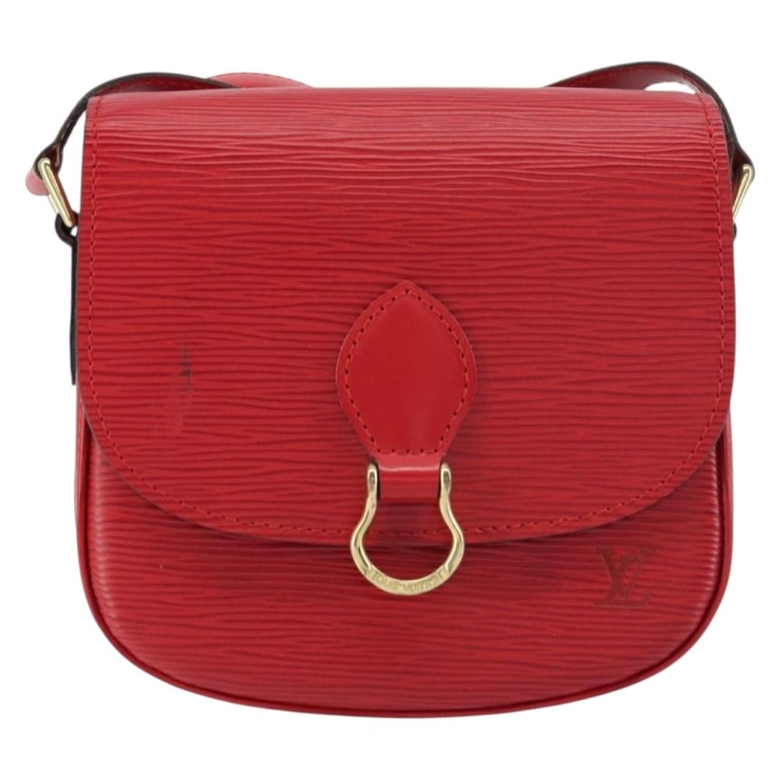 Louis Vuitton Saint Cloud Red Leather Shoulder Bag: Louis Vuitton Saint Cloud Red Leather Shoulder Bag This Louis Vuitton Saint Cloud handbag is crafted from red Epi leather, designed for women. It features a shoulder strap and metal fittings with visi
