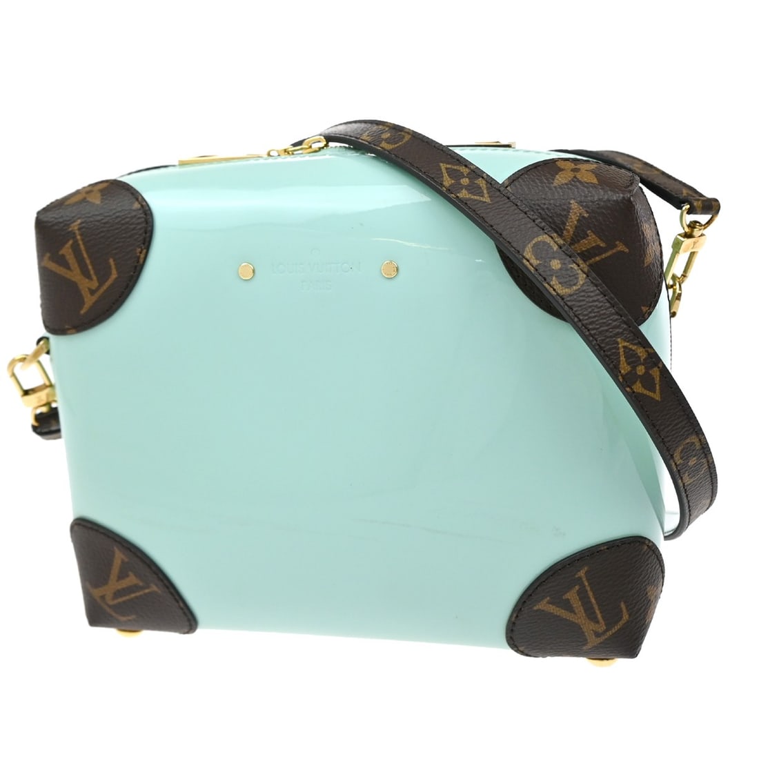 Venice Patent Leather Handbag with Monogram Canvas by Louis Vuitton: Venice Patent Leather Handbag with Monogram Canvas by Louis Vuitton This Louis Vuitton Venice handbag for women features a green patent leather body combined with monogram canvas accents. It measures