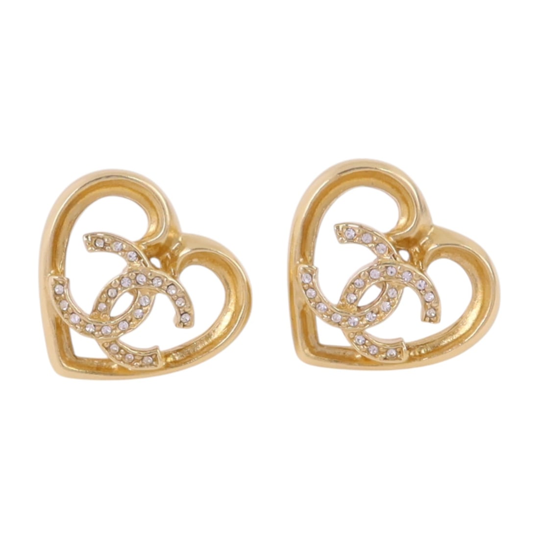 Chanel Pierced Earrings CC Logo Gold Tone with Strass: Chanel Pierced Earrings CC Logo Gold Tone with Strass These CHANEL CC earrings feature a gold tone color and are designed for pierced ears. Crafted with metal and adorned with strass accents, these ea