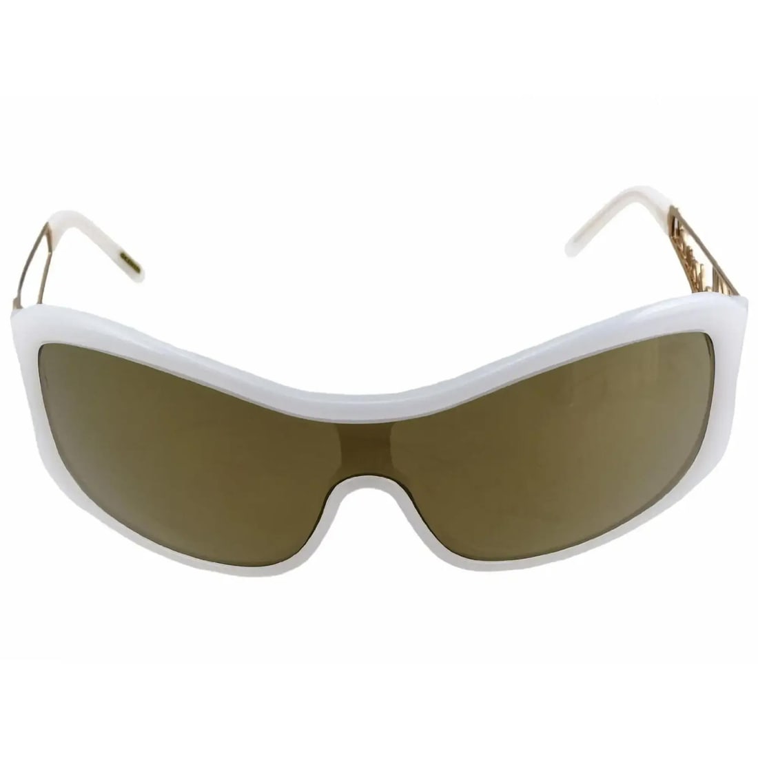 Chopard SCH 029S 9EN White Gold Shield Sunglasses with Crystals: Chopard SCH 029S 9EN White Gold Shield Sunglasses with Crystals Discover the elegance of Chopard's SCH 029S 9EN sunglasses, designed for the modern woman who appreciates luxury and street fashion. The