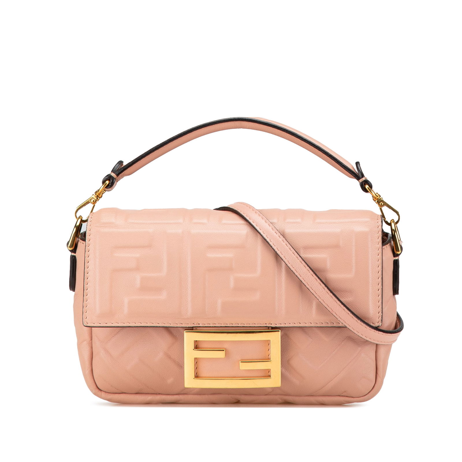 Fendi Mini Zucca Pink Leather Baguette Satchel with Detachable Strap (1 of 12)