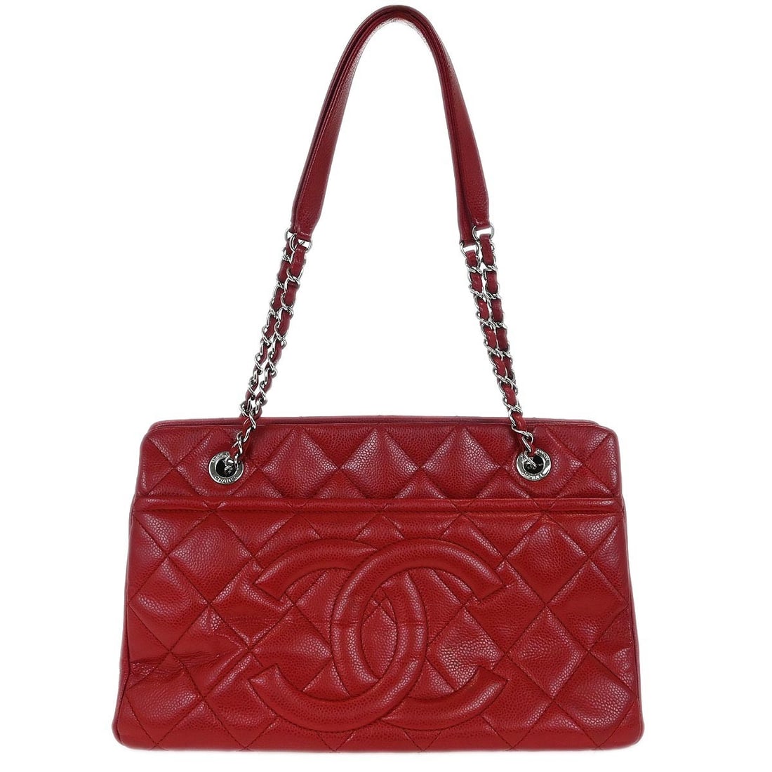 Red Leather Timeless CC Soft Tote Bag by Chanel 32cm: Red Leather Timeless CC Soft Tote Bag by Chanel 32cm This Chanel Timeless CC Soft Tote features a quilted caviar leather exterior in red. Designed for women, it offers a spacious and elegant option fo
