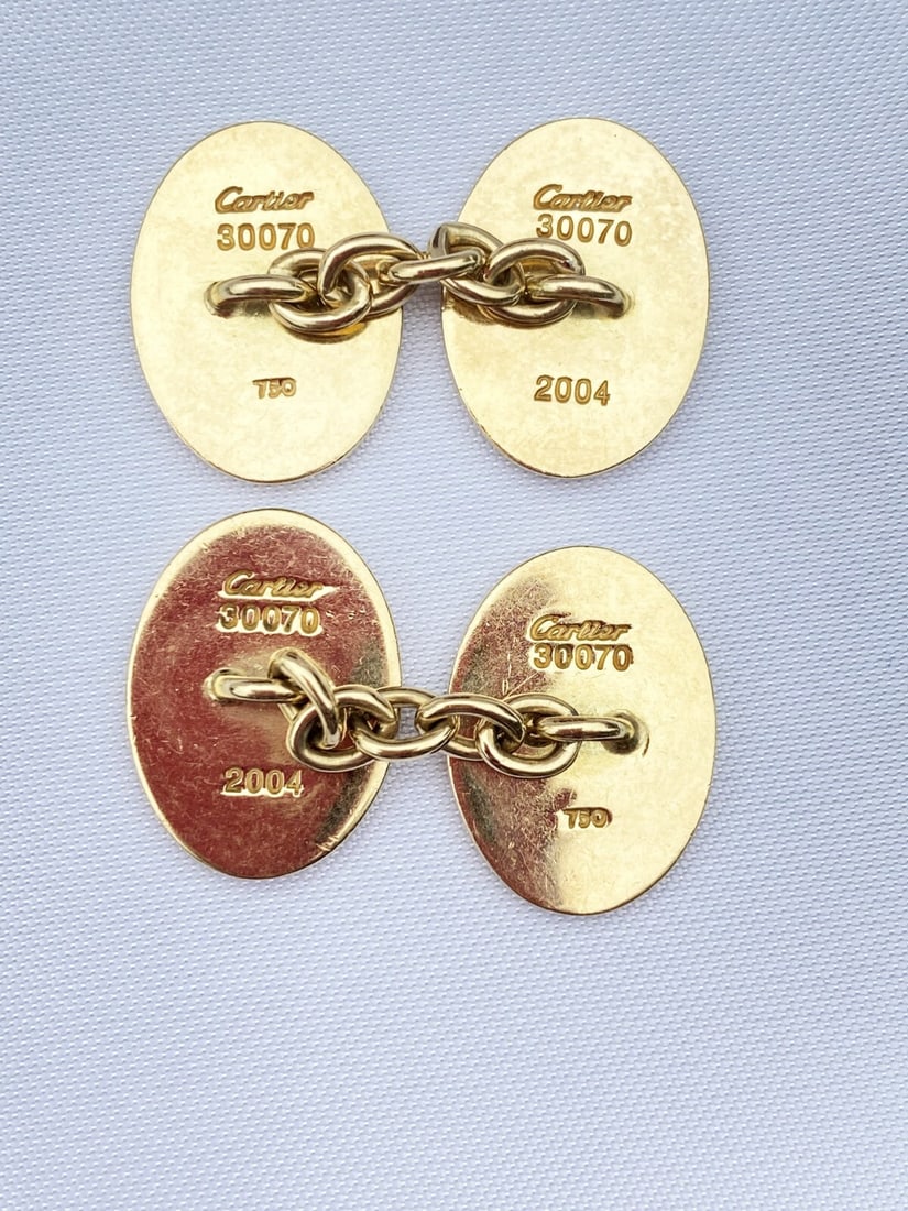 Cartier 18K Gold Enameled US Flag Cufflinks with Box and Certificate - 5