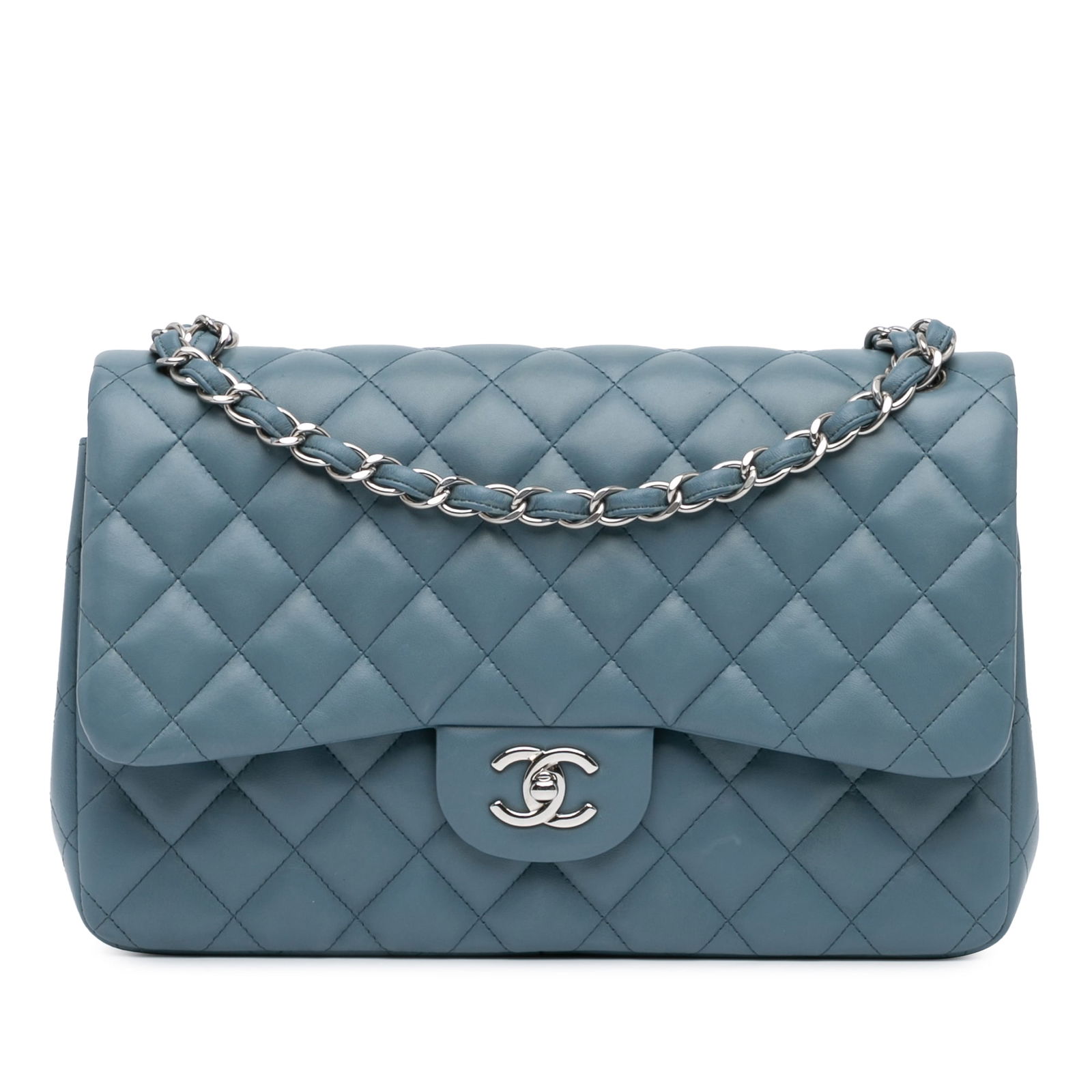 Chanel Jumbo Classic Blue Lambskin Double Flap Shoulder Bag (1 of 11)