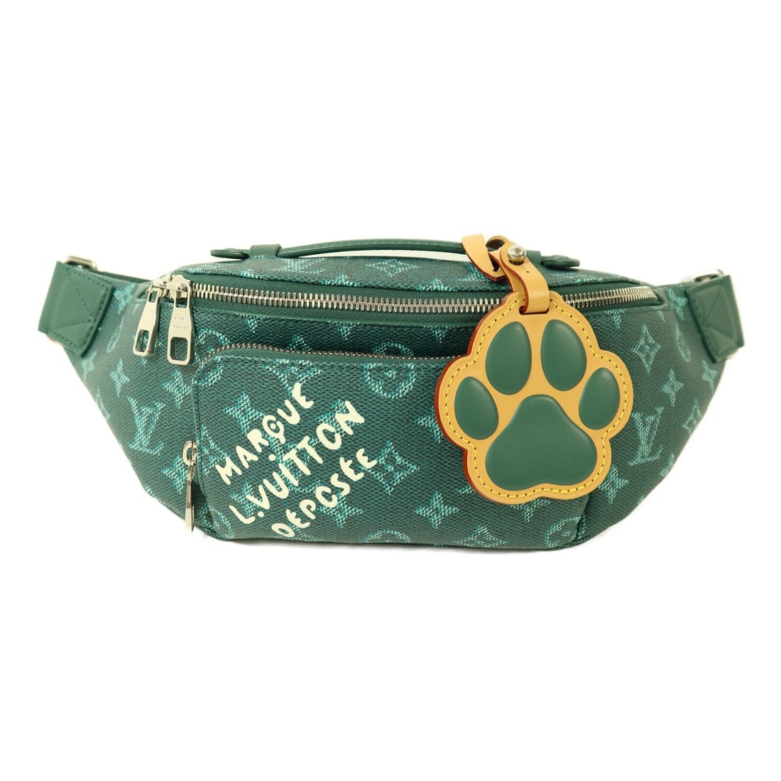 Heritage Green Monogram Bumbag Louis Vuitton M12867 Waist Bag: Heritage Green Monogram Bumbag Louis Vuitton M12867 Waist Bag This Louis Vuitton LVers Rush Bumbag features the iconic Monogram Heritage design in green PVC coated canvas. Designed for versatile use a
