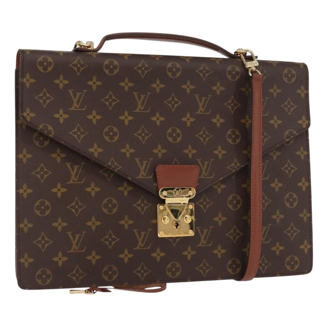 Louis Vuitton Monogram Canvas Porte Documents Shoulder Bag M53338 with Accessories: Louis Vuitton Monogram Canvas Porte Documents Shoulder Bag M53338 with Accessories This Louis Vuitton Monogram Porte Documents Bandouliere Bag features the iconic monogram canvas and is designed for b