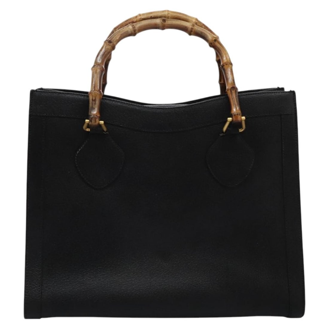 Gucci Black Leather Bamboo Handle Tote Bag Italy 35cm: Gucci Black Leather Bamboo Handle Tote Bag Italy 35cm This Gucci Bamboo Handle Tote is crafted from black leather and designed for women. It features the iconic bamboo handles, a spacious interior, an
