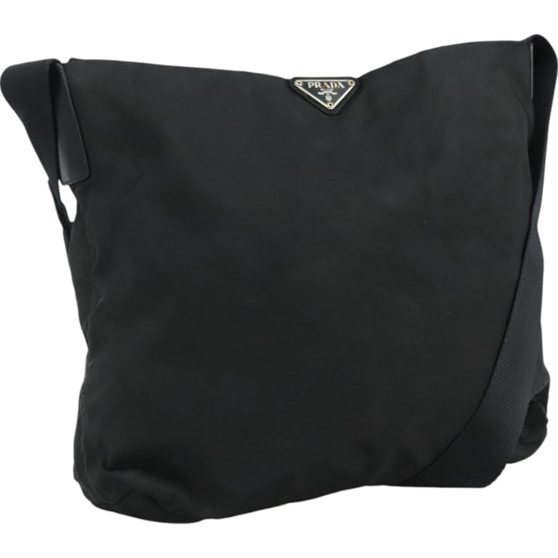 Prada Black Nylon Flat Messenger Shoulder Bag for Women: Prada Black Nylon Flat Messenger Shoulder Bag for Women This Prada Flat Messenger Bag is crafted from durable black nylon and designed for women. Made in Italy, it features a spacious interior and a f