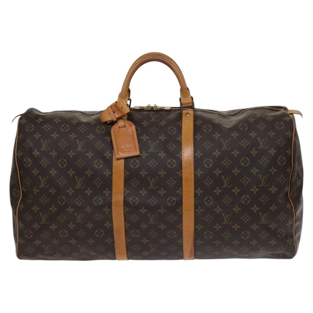 Louis Vuitton Monogram Canvas Keepall Travel Duffel Bag 60cm: Louis Vuitton Monogram Canvas Keepall Travel Duffel Bag 60cm This Louis Vuitton Keepall bag features the iconic Monogram canvas in a classic brown color, designed for unisex use. Crafted in France, th