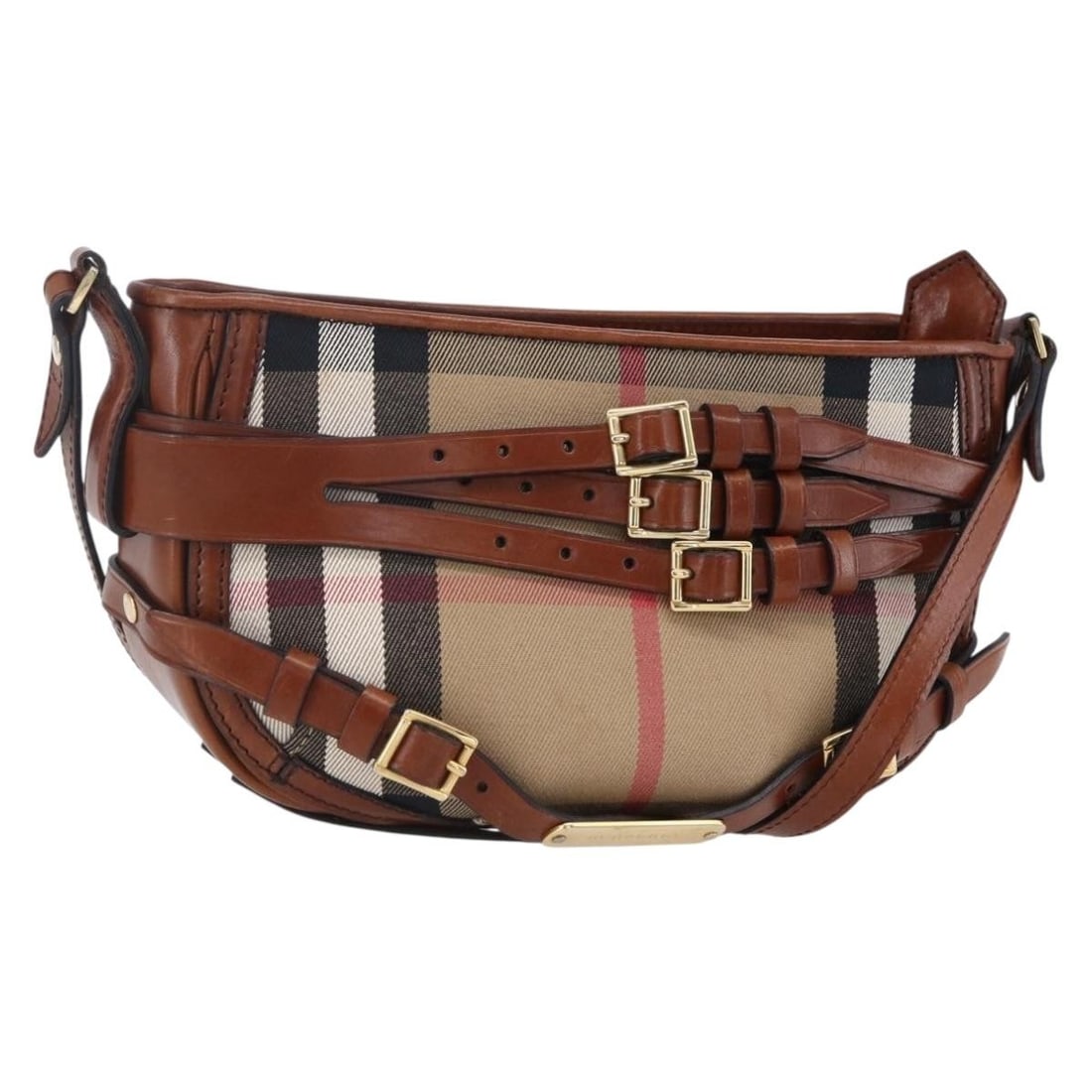 BURBERRY Nova Check Beige Gold Canvas Shoulder Bag Authentic (1 of 18)