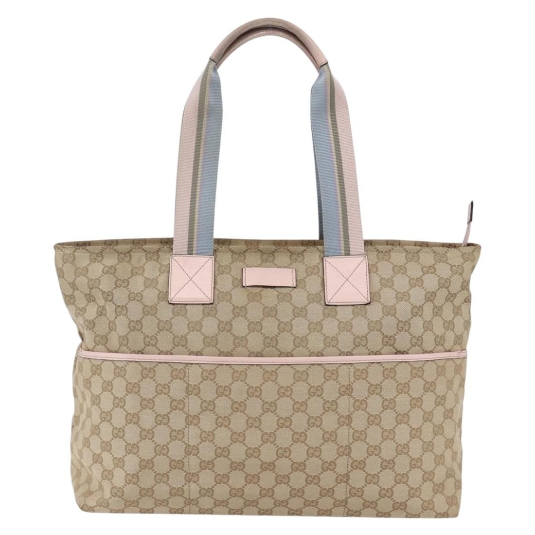 Gucci Web Strap GG Canvas Tote Diaper Bag Beige: Gucci Web Strap GG Canvas Tote Diaper Bag Beige This Gucci Diaper Web Strap Tote is crafted from beige GG canvas and designed for women. Made in Italy, it features a spacious interior and practical we